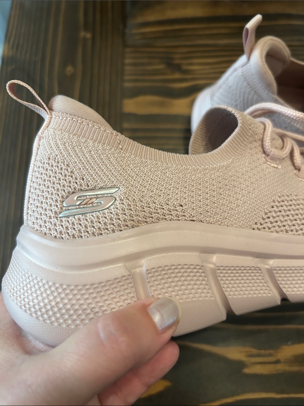 Skechers Women's Slip-On Knit Athletic Sneakers in Light Pink - Picture 12 of 12